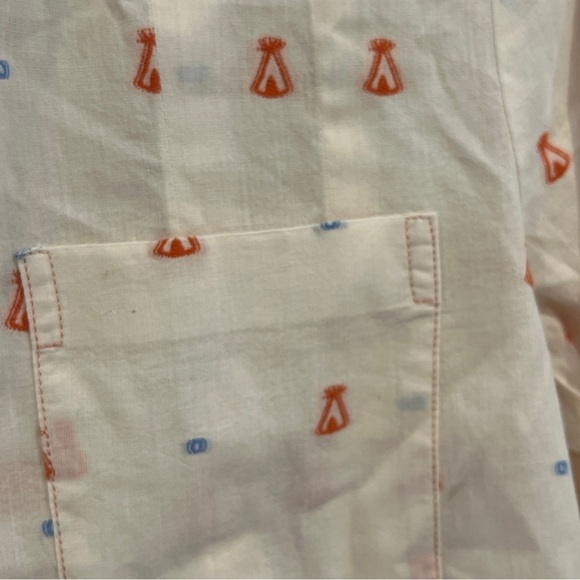 Maeve Anthropologie Miette Tee Pee Print Button Down Shirt Women's Size 4 - Picture 3 of 12
